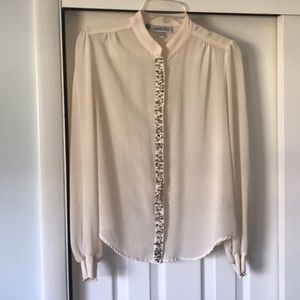 Jennifer Lopez Studded Ivory Blouse Size M